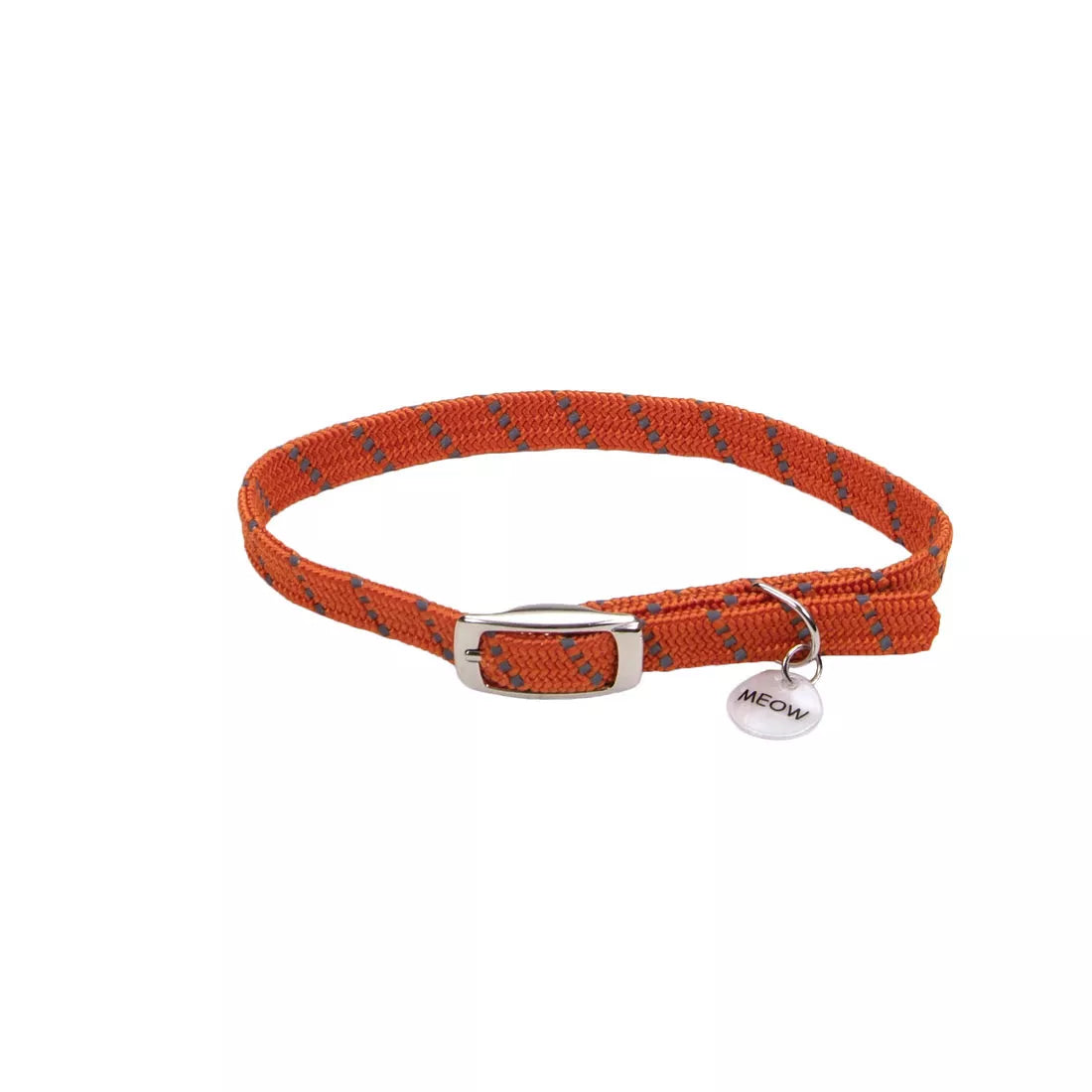 Coastal Elasta Cat 3/8in Wide 10in Reflective Safety Stretch Collar with Reflective Charm Orange - Image 1