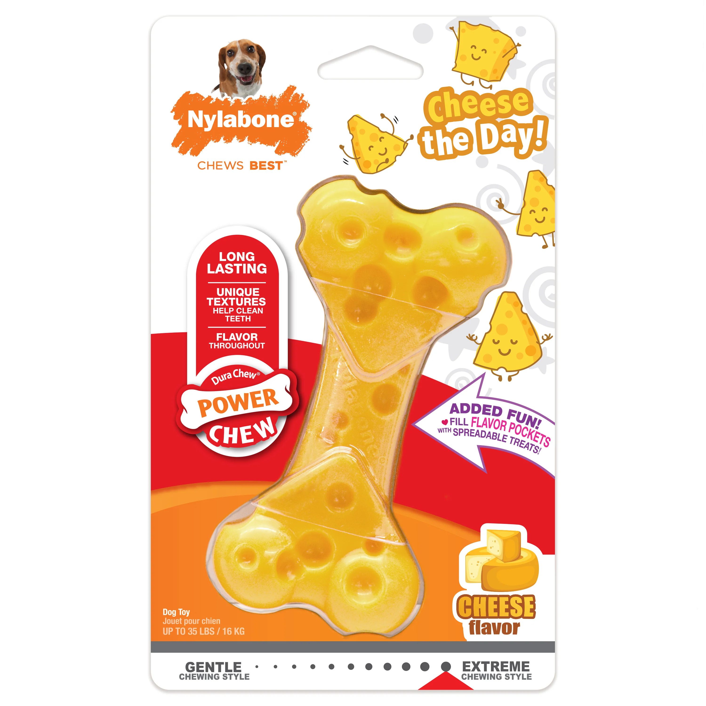 Nylabone Power Chew Cheese Dog Toy Cheese Medium/Wolf - Image 1