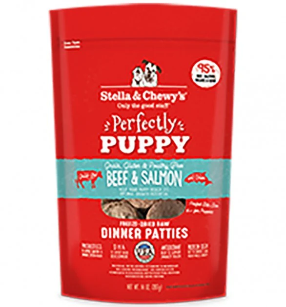 Stella & Chewy’s Perfectly Puppy Freeze Dried Raw Beef and Salmon Dinner Patties Grain Free Dog Food 5.5oz