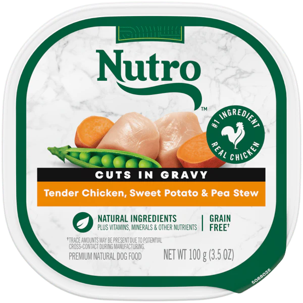 Nutro Wet Dog Food Cuts in Gravy Tender Chicken, Sweet Potato & Pea Stew 3.5oz cup - Image 1