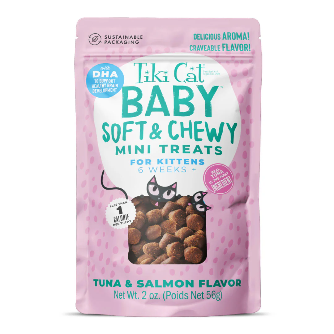 Tiki Cat Baby Soft & Chewy Treats for Kittens, Tuna & Salmon, 2 oz. Pouch - Image 1
