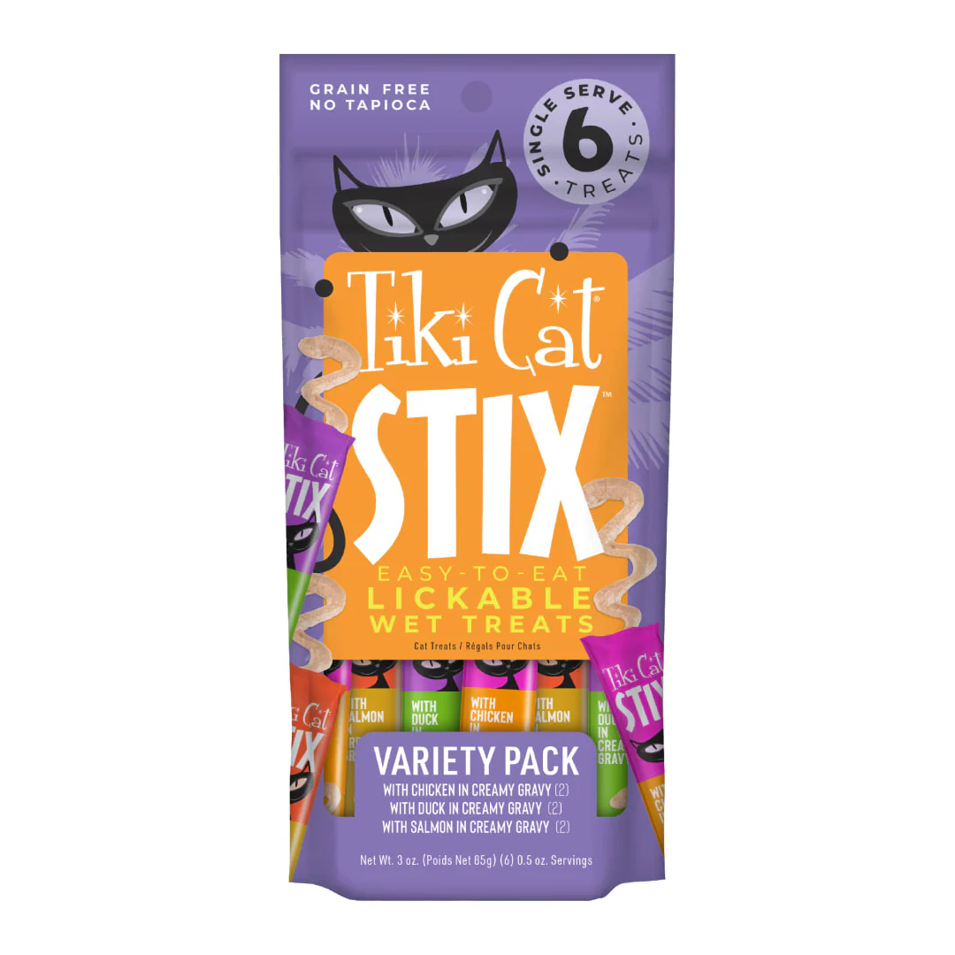 Tiki Cat Stix Wet Cat Treats, .5oz Variety 6pk - Image 1