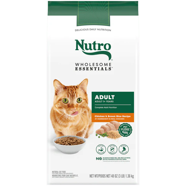Nutro Wholesome Essentials Dry Cat Food Adult Formula with Chicken & Brown Rice Recipe 3lb bag - Image 1