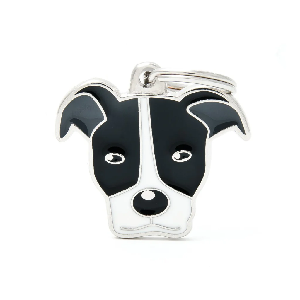 My Family ID Friends Black and White Pitbull ID Tag - Image 1