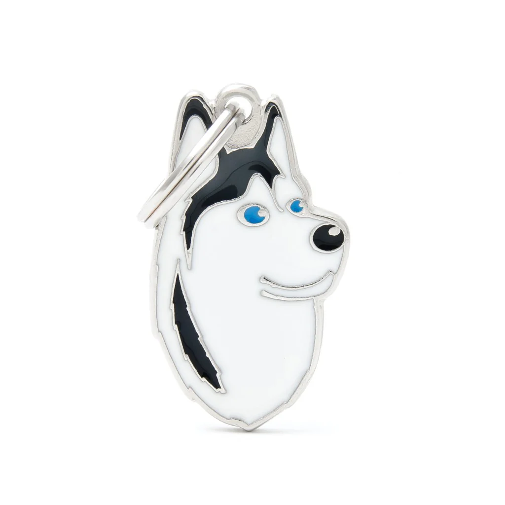 My Family ID Friends Black and White Siberian Husky ID Tag - Image 1