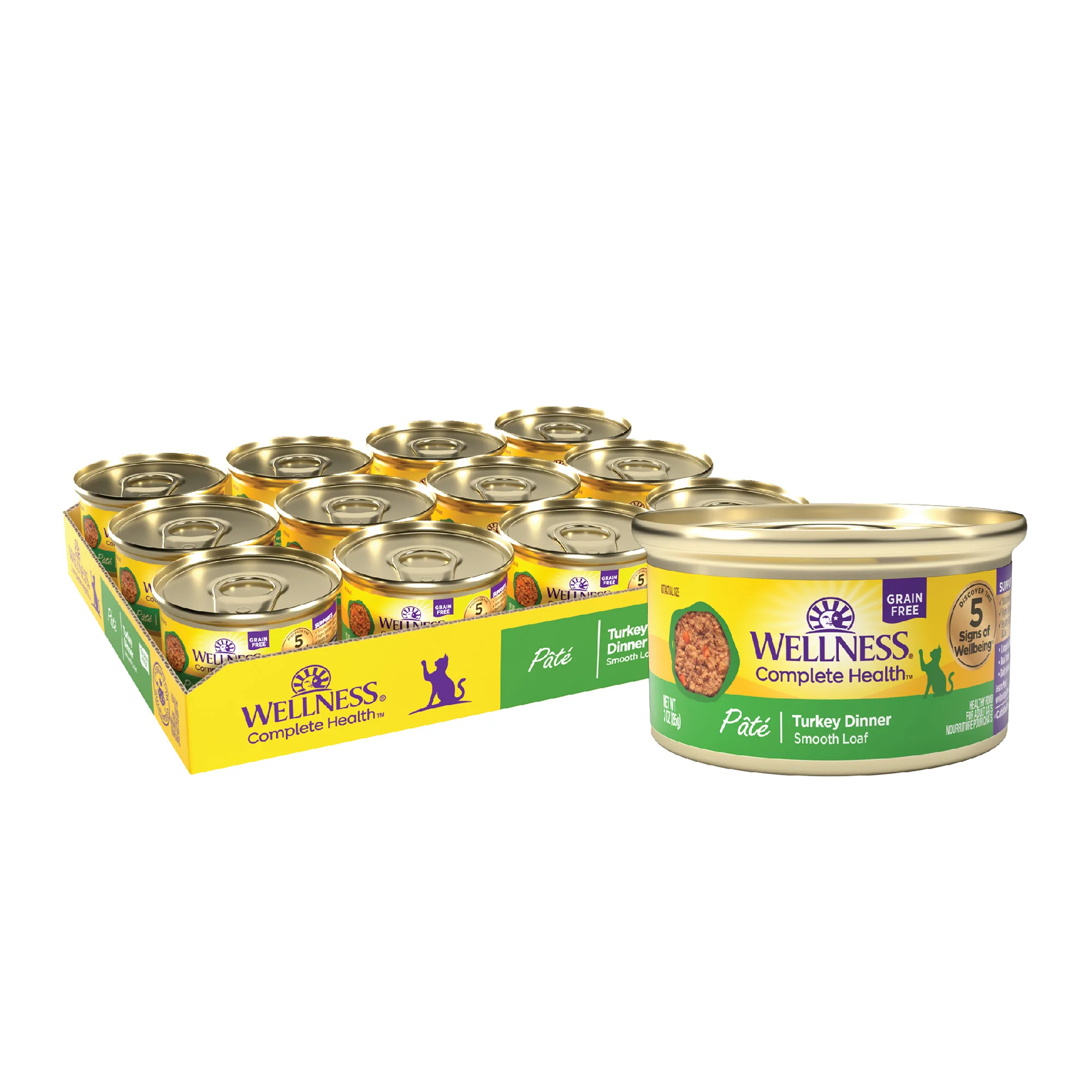 Wellness Complete Health Grain Free Canned Cat Food Turkey Dinner Pate 3ozs - Image 1