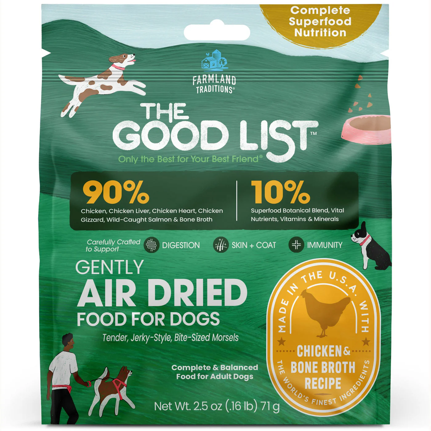 Farmland Traditions The Good List Gently Air Dried Dog Food Chicken & Bone Broth 2.5oz - Image 1