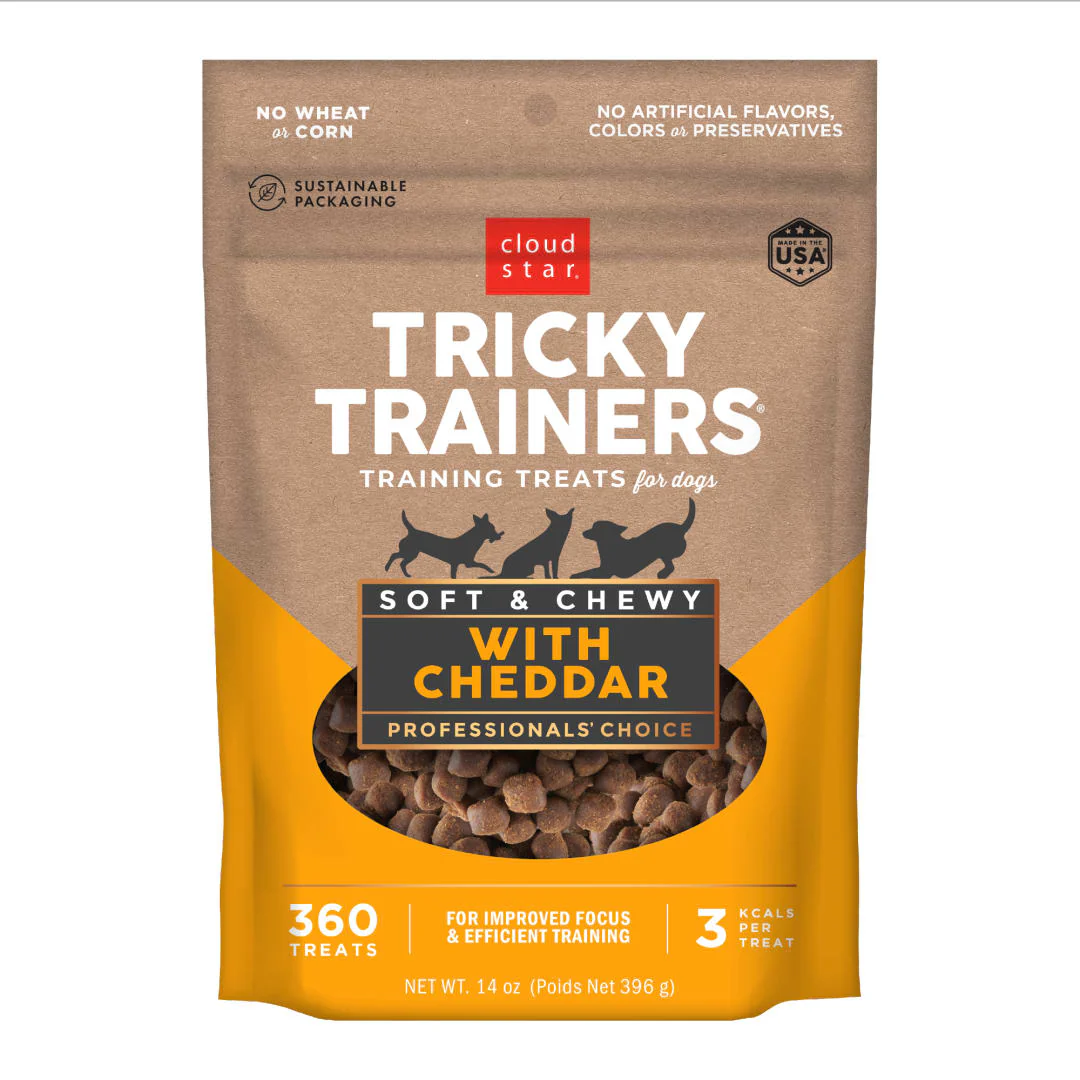 Cloud Star Tricky Trainers Soft & Chewy Dog Treats, Cheddar, 14 oz. Pouch - Image 1