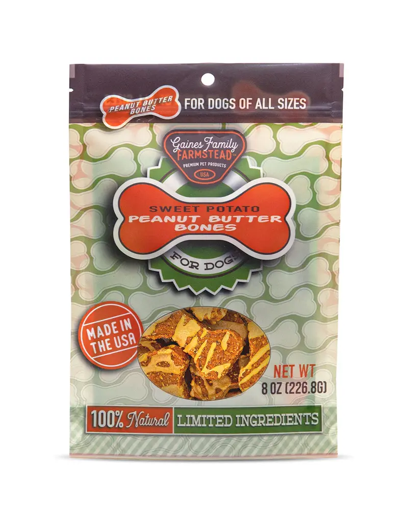 Gaines Sweet Potato Bone Peanut Butter Coated Dog Treat 8 Oz - Image 1