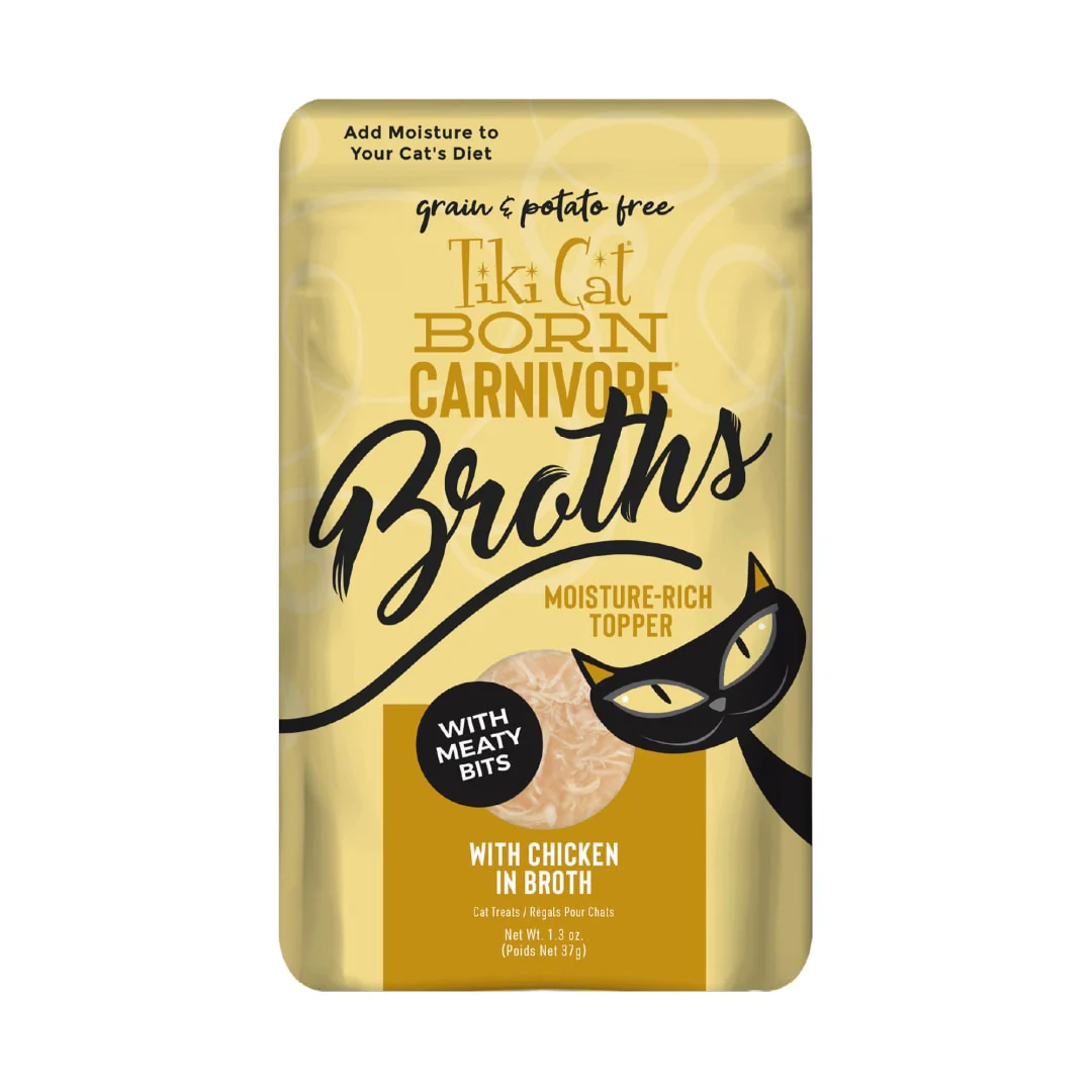Tiki Cat Born Carnivore Broths Wet Cat Food Topper Chicken 1.3oz Pouch - Image 1