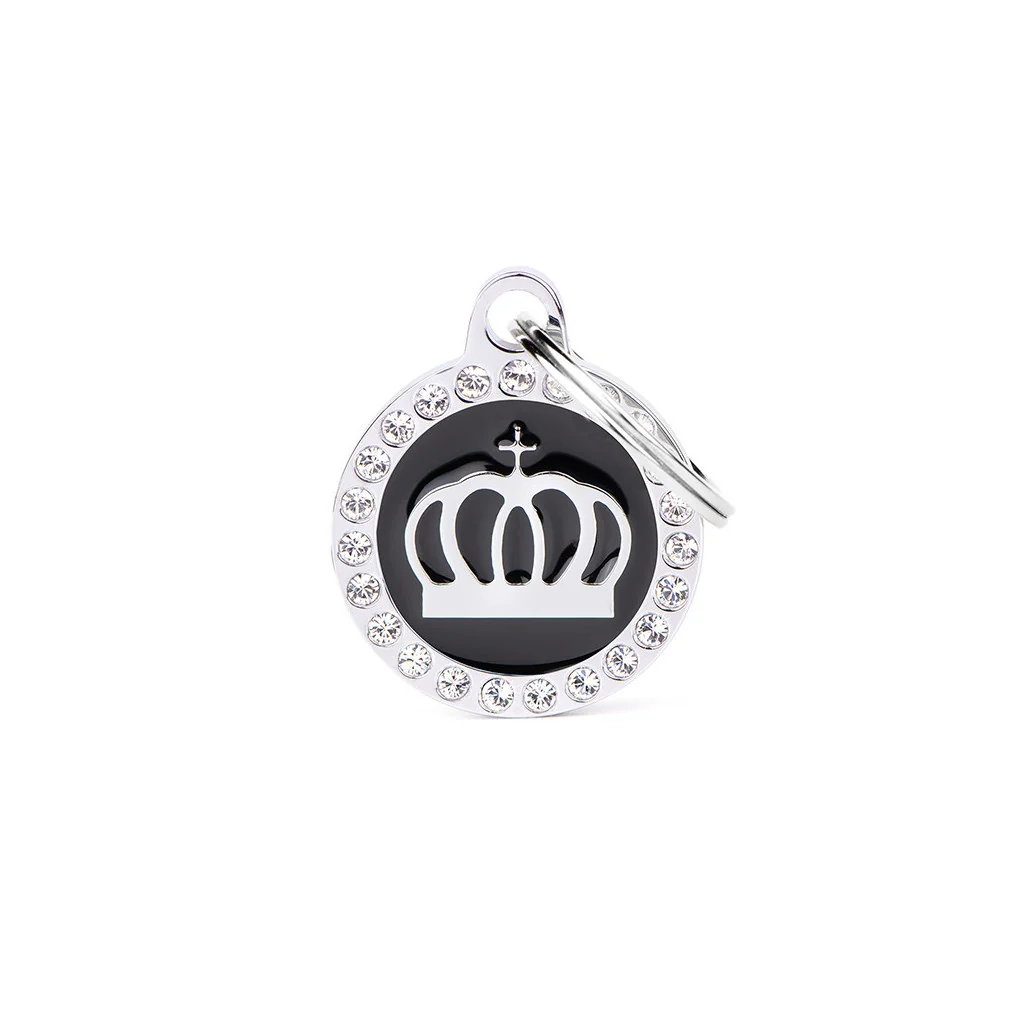 My Family ID Glam Black Crown ID Tag with Rhinestones - Image 1