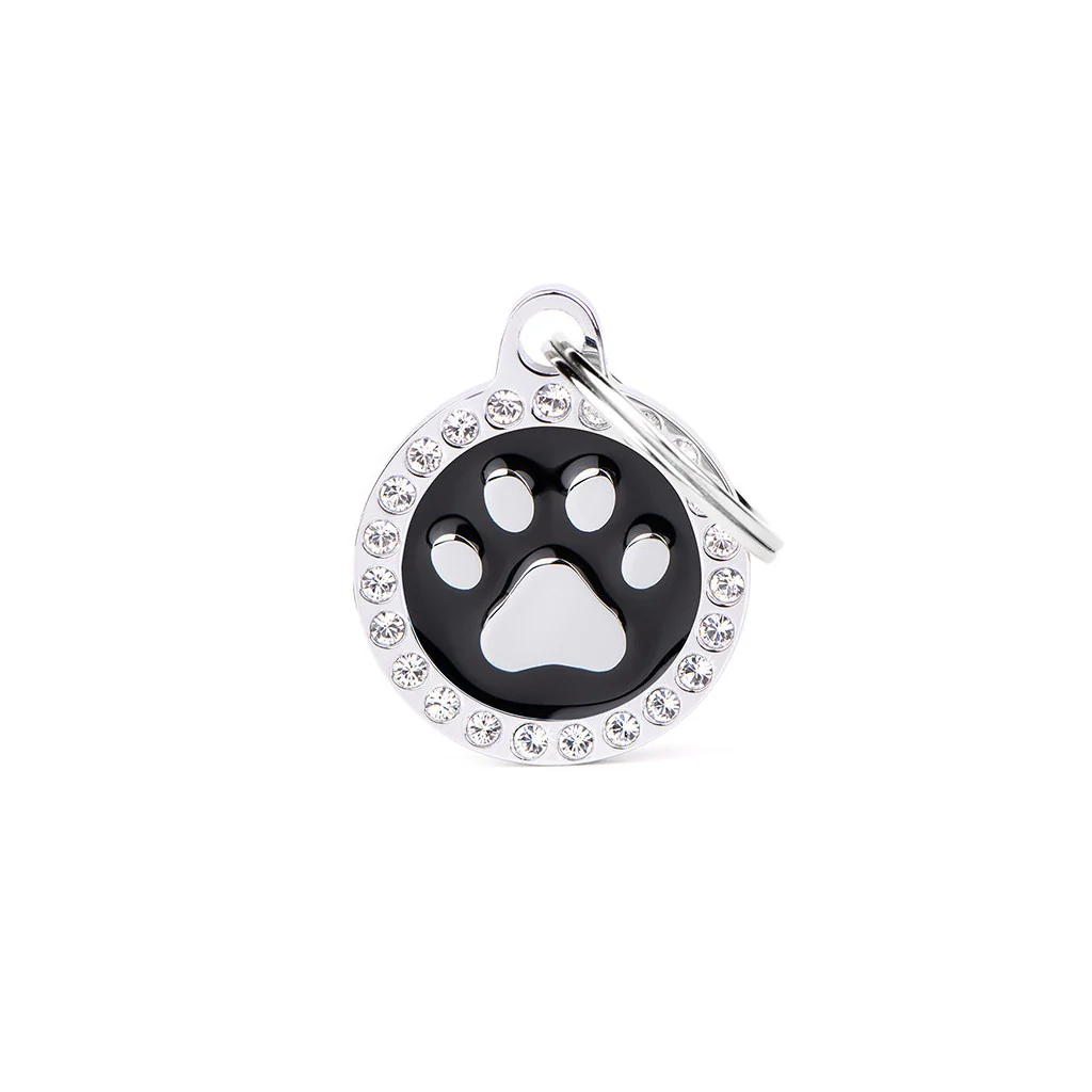 My Family ID Glam Black Paw ID Tag with Rhinestones - Image 1