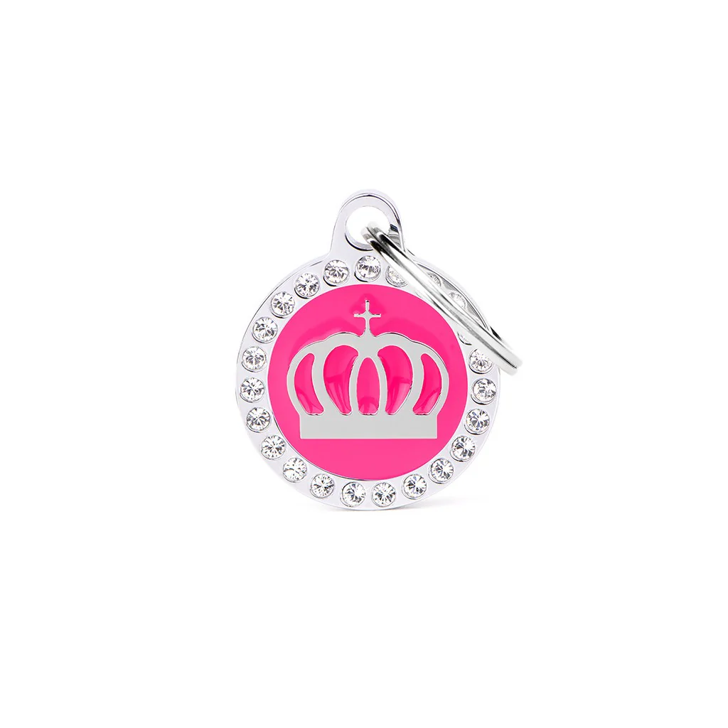 My Family ID Glam Fuchsia Crown ID Tag with Rhinestones - Image 1