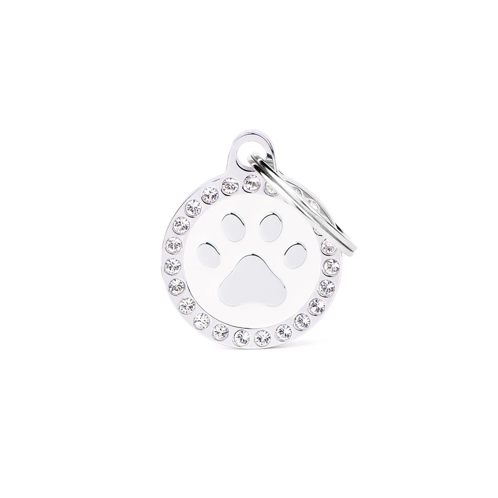 My Family ID Glam White Paw ID Tag with Rhinestones - Image 1