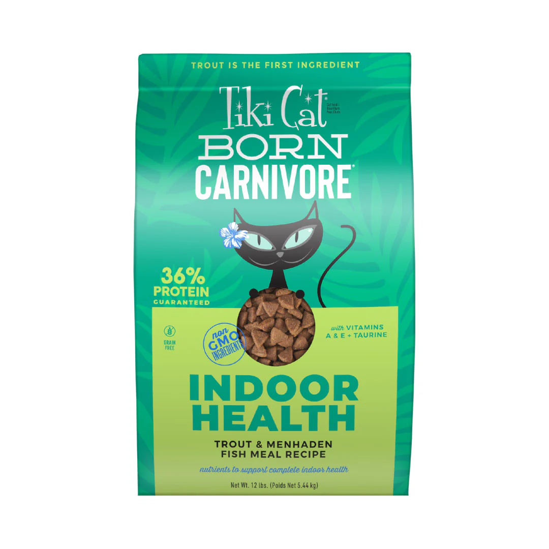 Tiki Cat Born Carnivore Indoor Health Dry Cat Food Trout & Menhaden Fish Meal 12lb - Image 1
