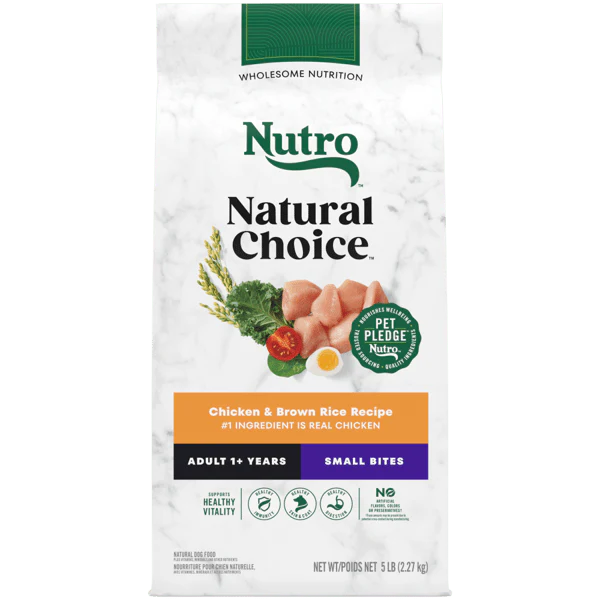 Nutro Natural Choice Dry Dog Food Adult Small Bites Chicken & Brown Rice Recipe 5lb bag - Image 1
