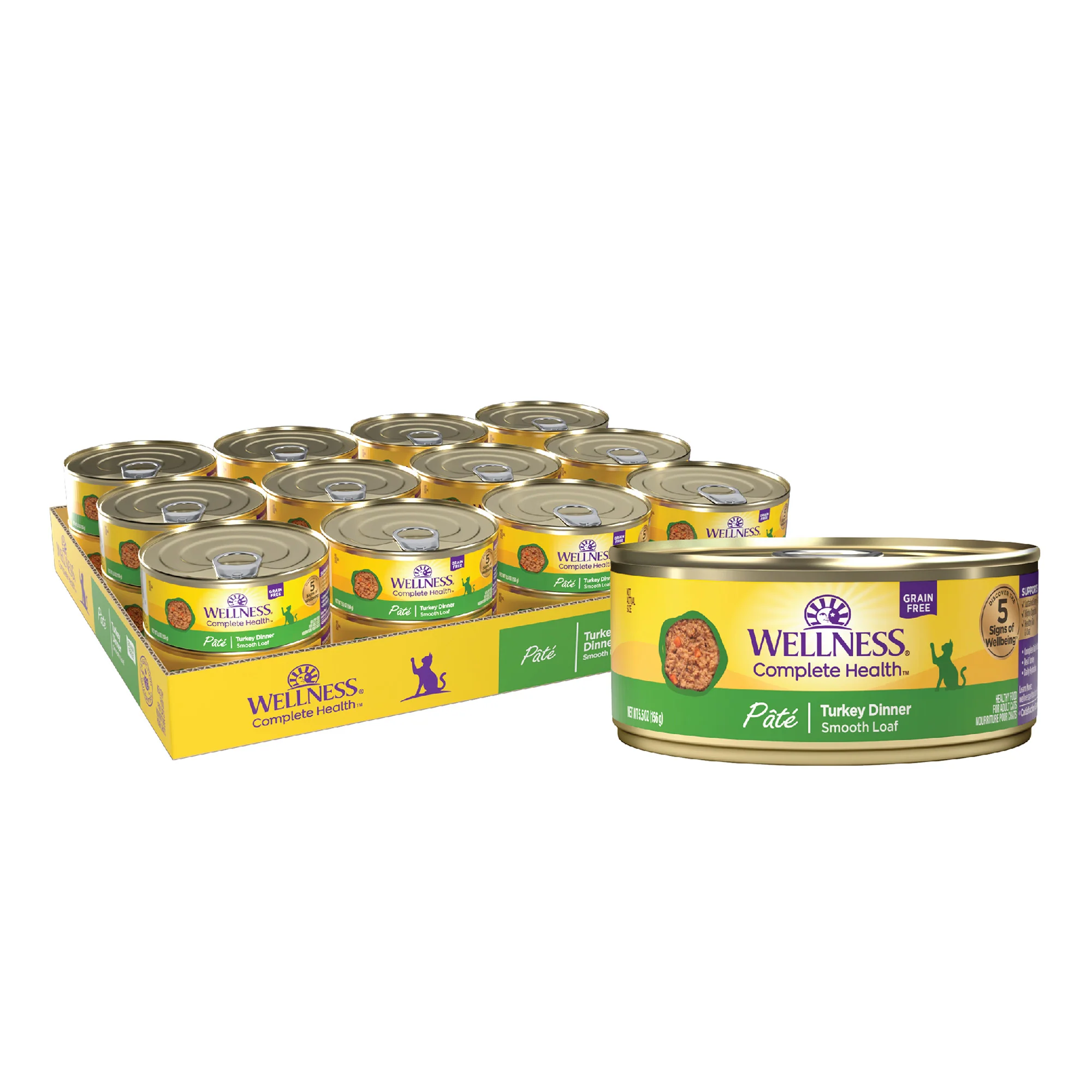 Wellness Complete Health Grain Free Canned Cat Food Turkey Dinner Pate 5.5ozs - Image 1
