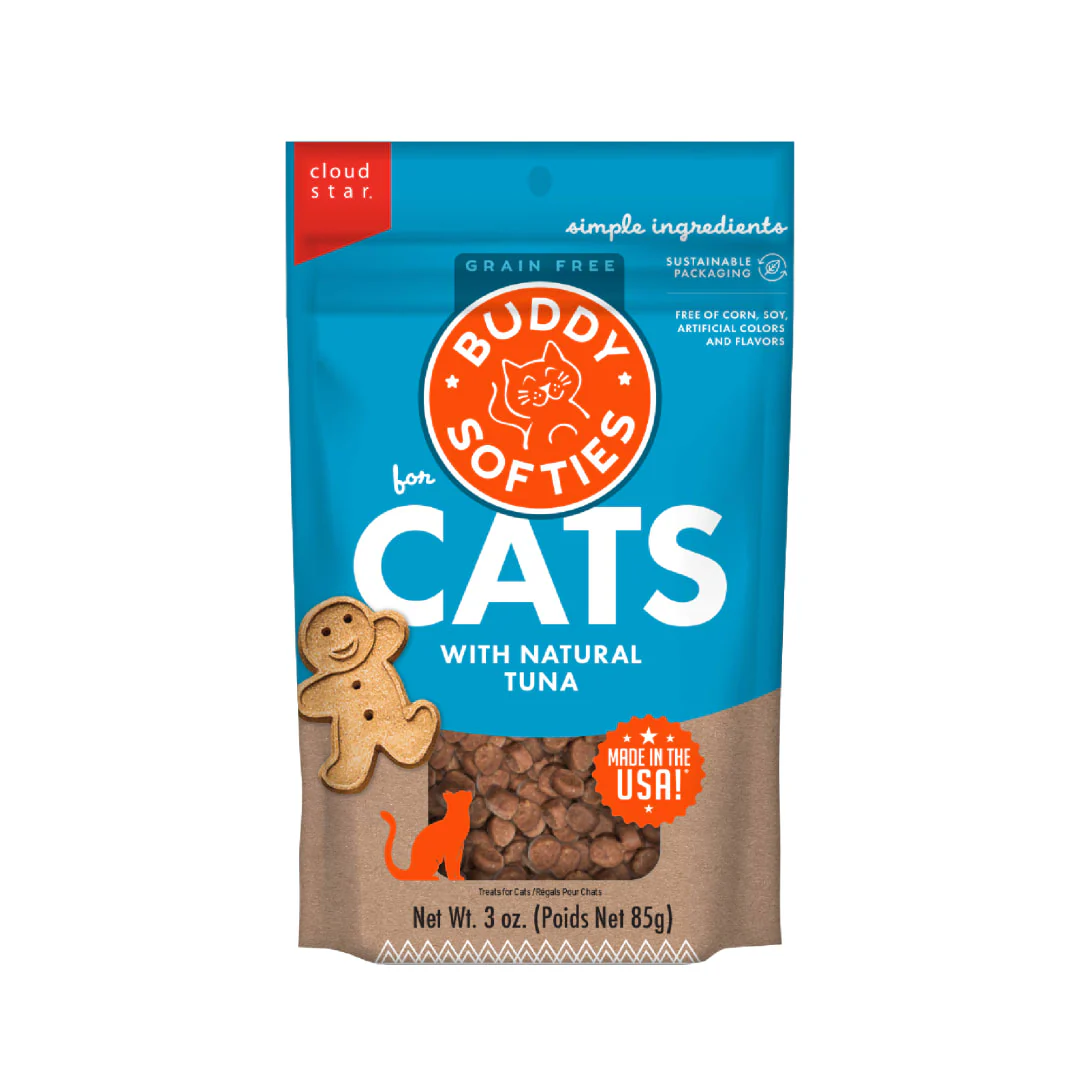 Cloud Star Buddy Biscuits Soft & Chewy Grain Free Cat Treats, Tuna, 3 oz. Pouch - Image 1