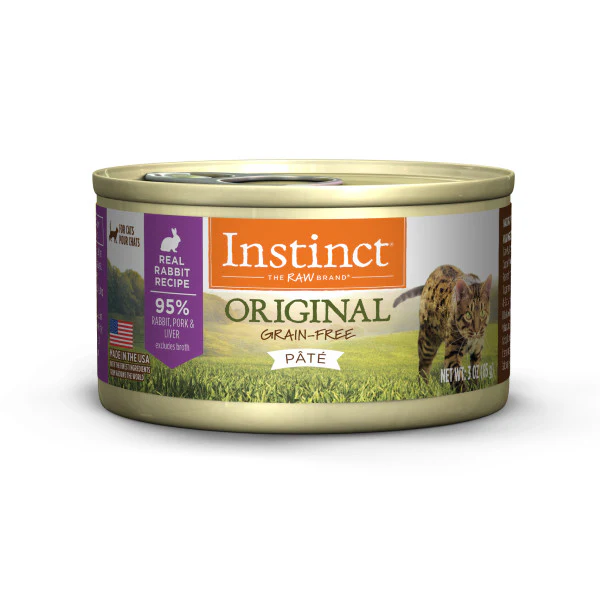 Instinct Original Grain-Free Pate Real Rabbit Recipe Canned Cat Food 3oz Can - Image 1