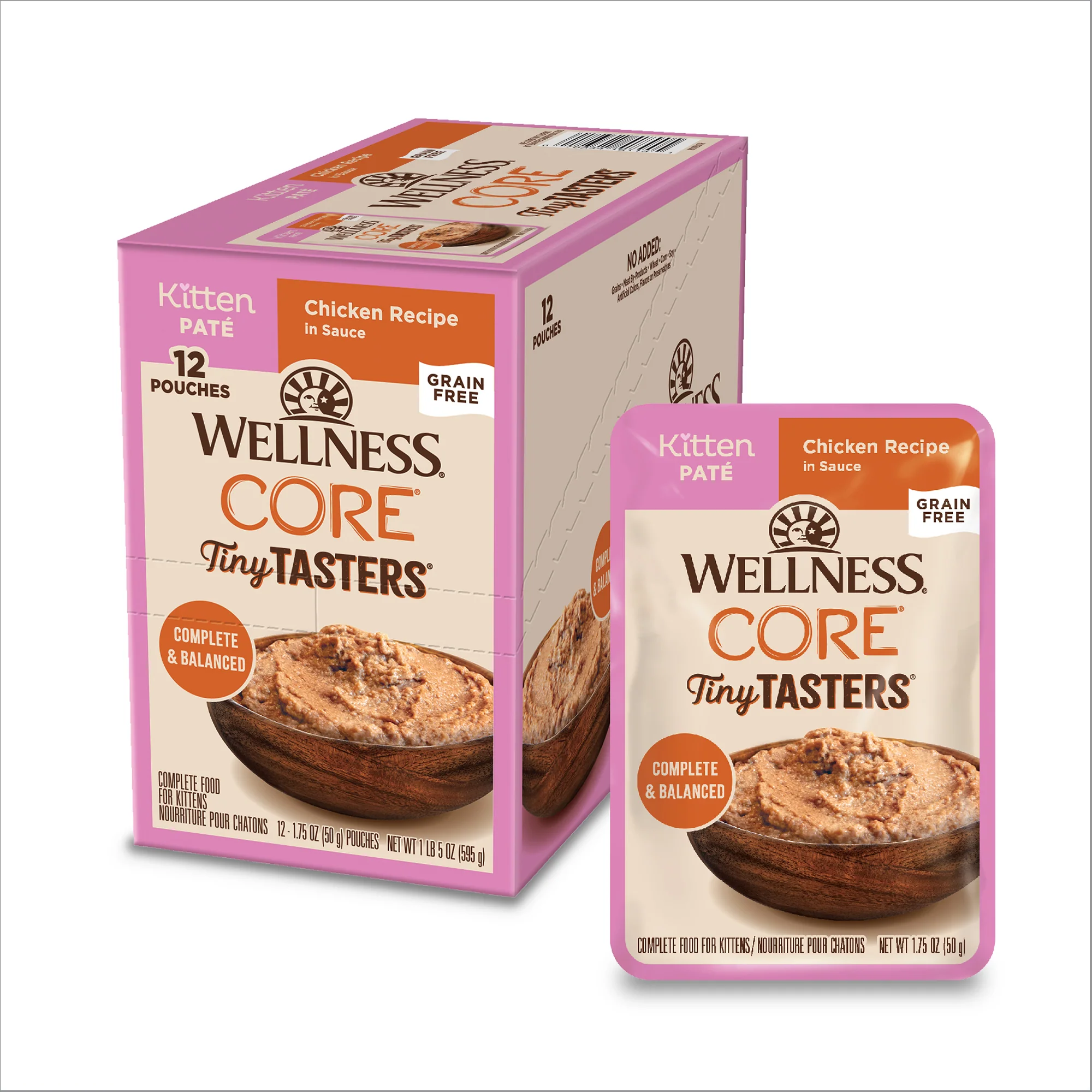 Wellness CORE Tiny Tasters Wet Kitten Food Chicken Pate 1.75oz Pouch - Image 1
