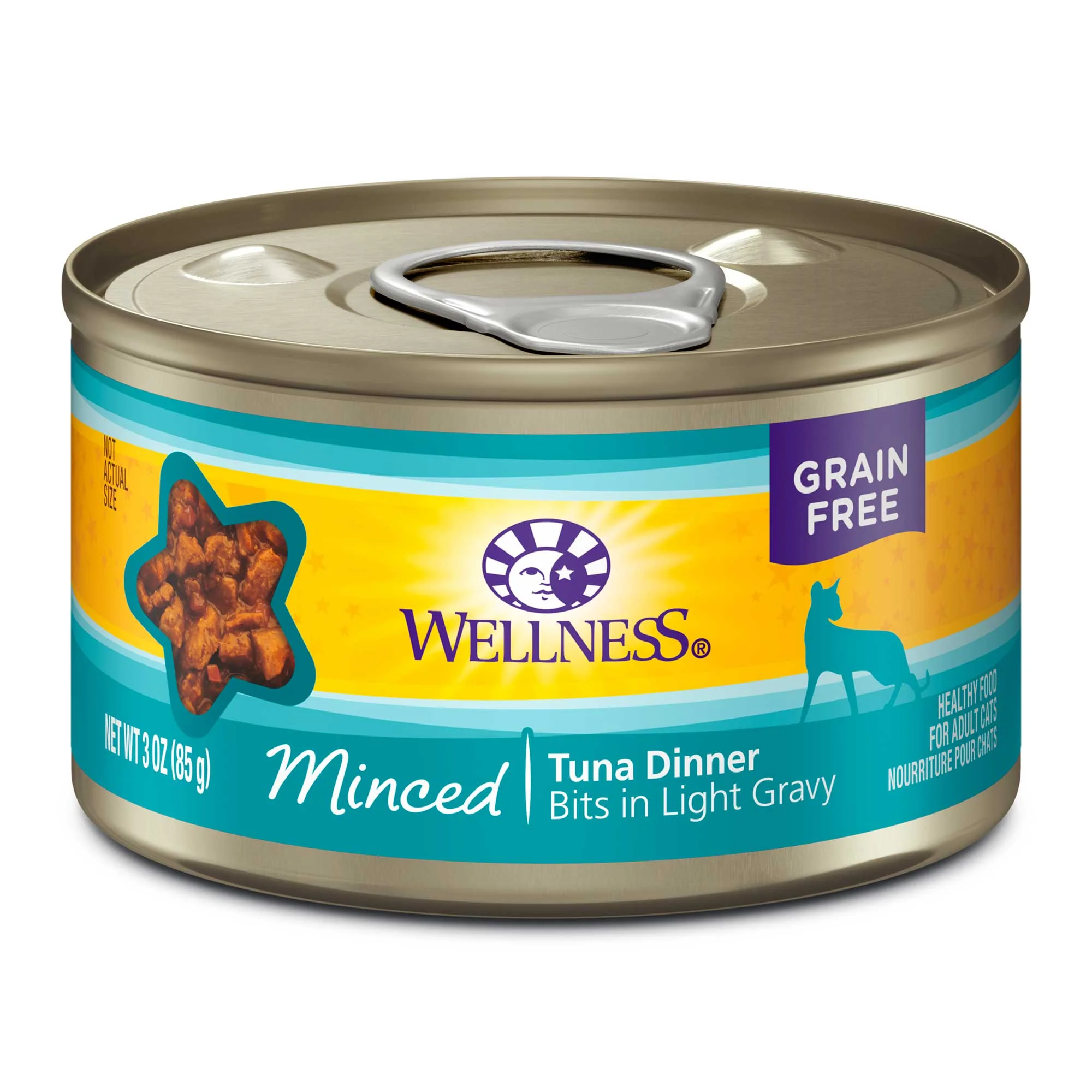 Wellness Complete Health Natural Grain Free Wet Canned Cat Food Minced Tuna Entree 3oz Can - Image 1