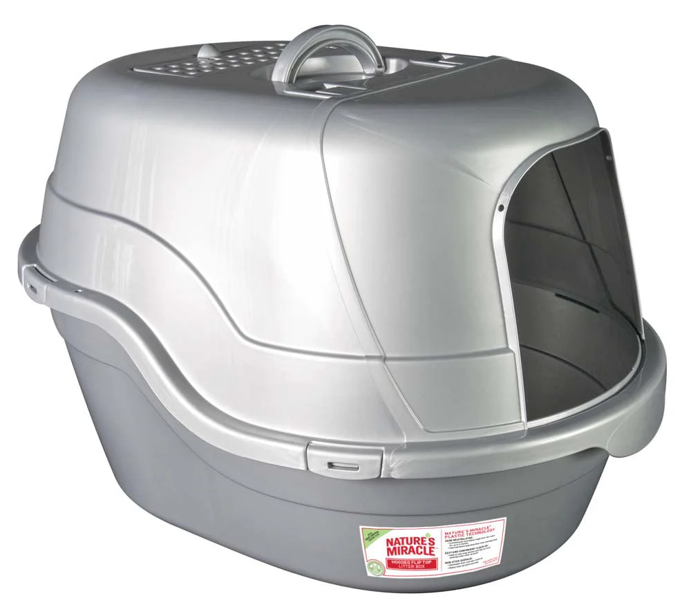 Nature’s Miracle Oval Hooded Cat Litter Box Silver