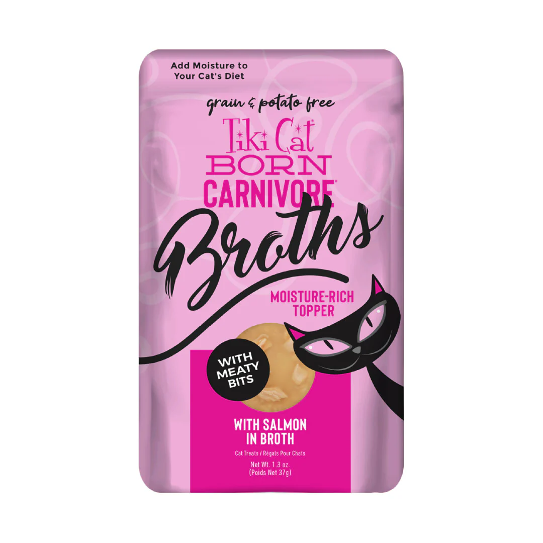 Tiki Cat Born Carnivore Broths Wet Cat Food Topper Salmon 1.3oz Pouch - Image 1