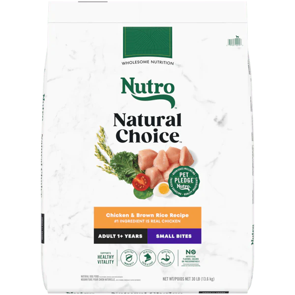 Nutro Natural Choice Dry Dog Food Adult Small Bites Chicken & Brown Rice Recipe 30lb bag - Image 1