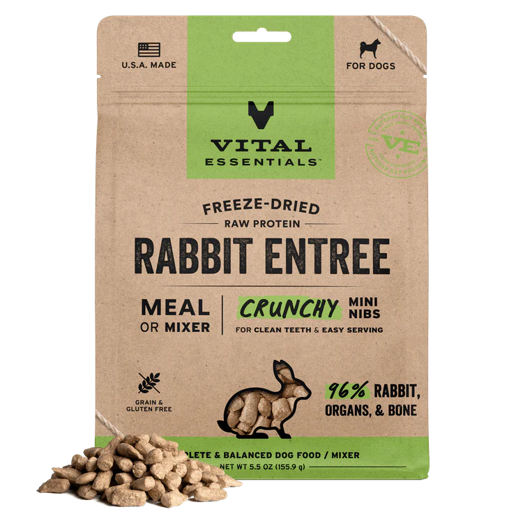 Vital Essentials Freeze-Dried Raw Rabbit Mini Nibs Dog Food, 14 oz - Image 1