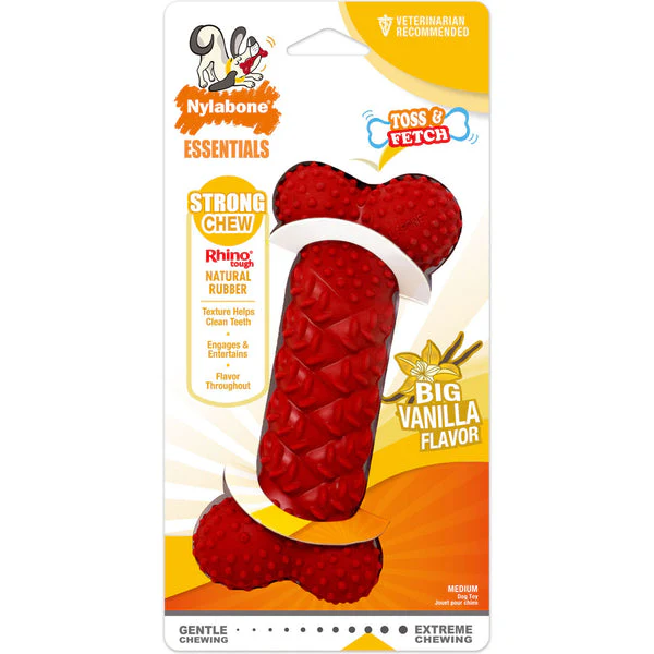 Nylabone Rubber Braided Bone Vanilla Medium - Image 1
