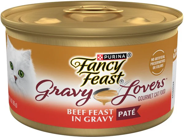 Fancy Feast Gravy Lovers Beef Feast Pate Wet Cat Food, 3-oz can - Image 1
