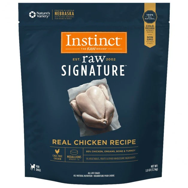 Instinct Frozen Raw Dog Food Signature Real Chicken Recipe Medallions 3lb - Image 1