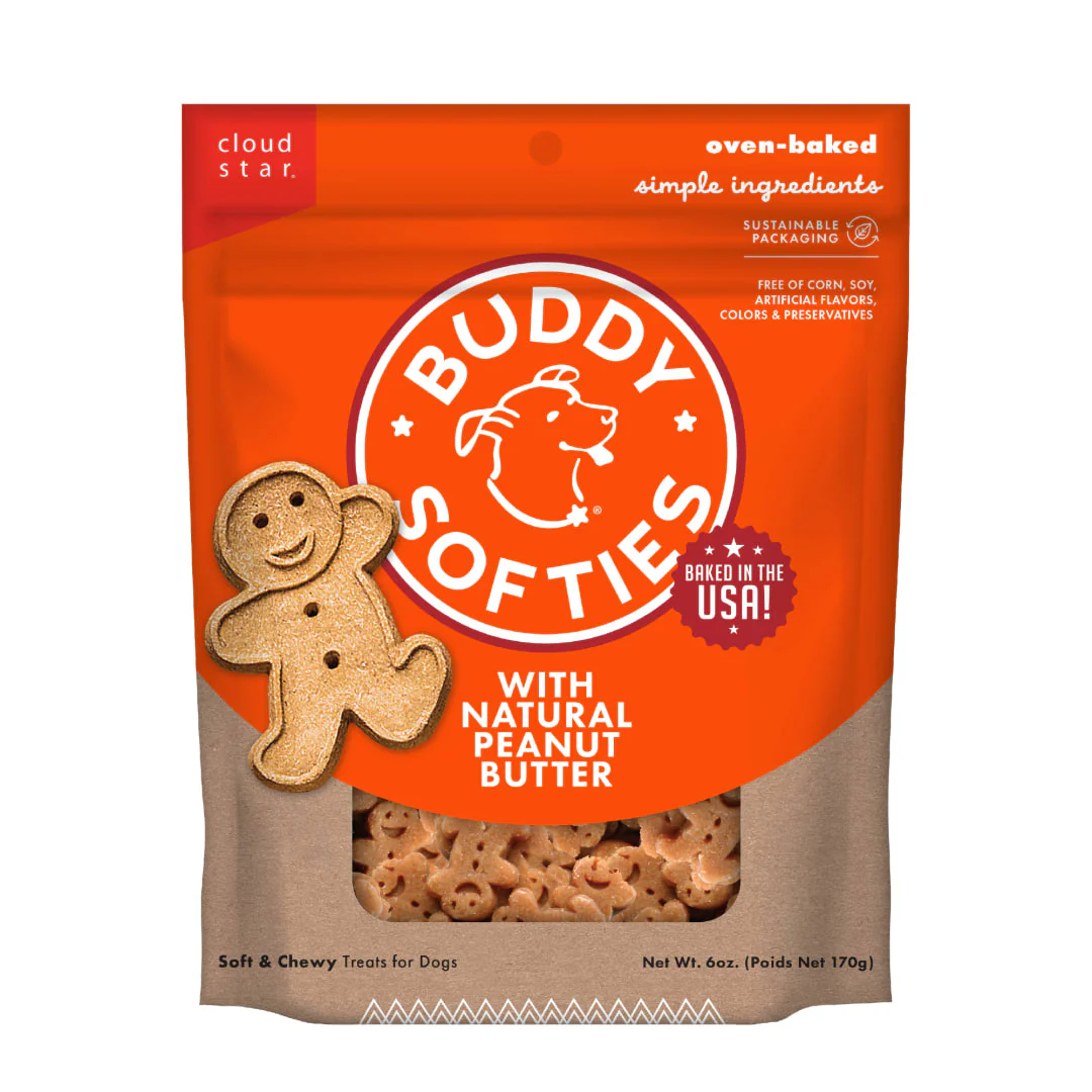 Cloud Star Buddy Biscuits Softies Soft & Chewy Dog Treats, Peanut Butter, 6 oz. Pouch - Image 1