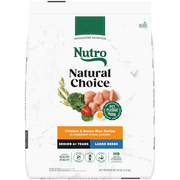Nutro Natural Choice Dry Dog Food Large Breed Senior Farm-Raised Chicken & Brown Rice Recipe 30lb bag - Image 1