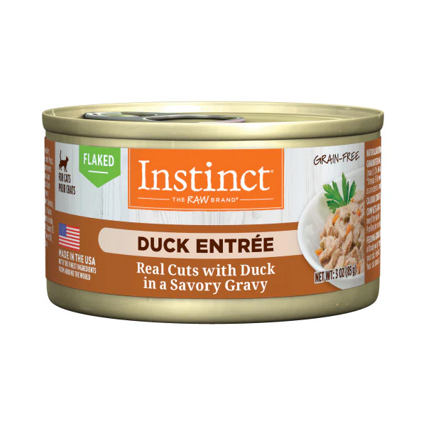 Instinct Flaked Duck Entrée Canned Cat Food 3oz Can - Image 1