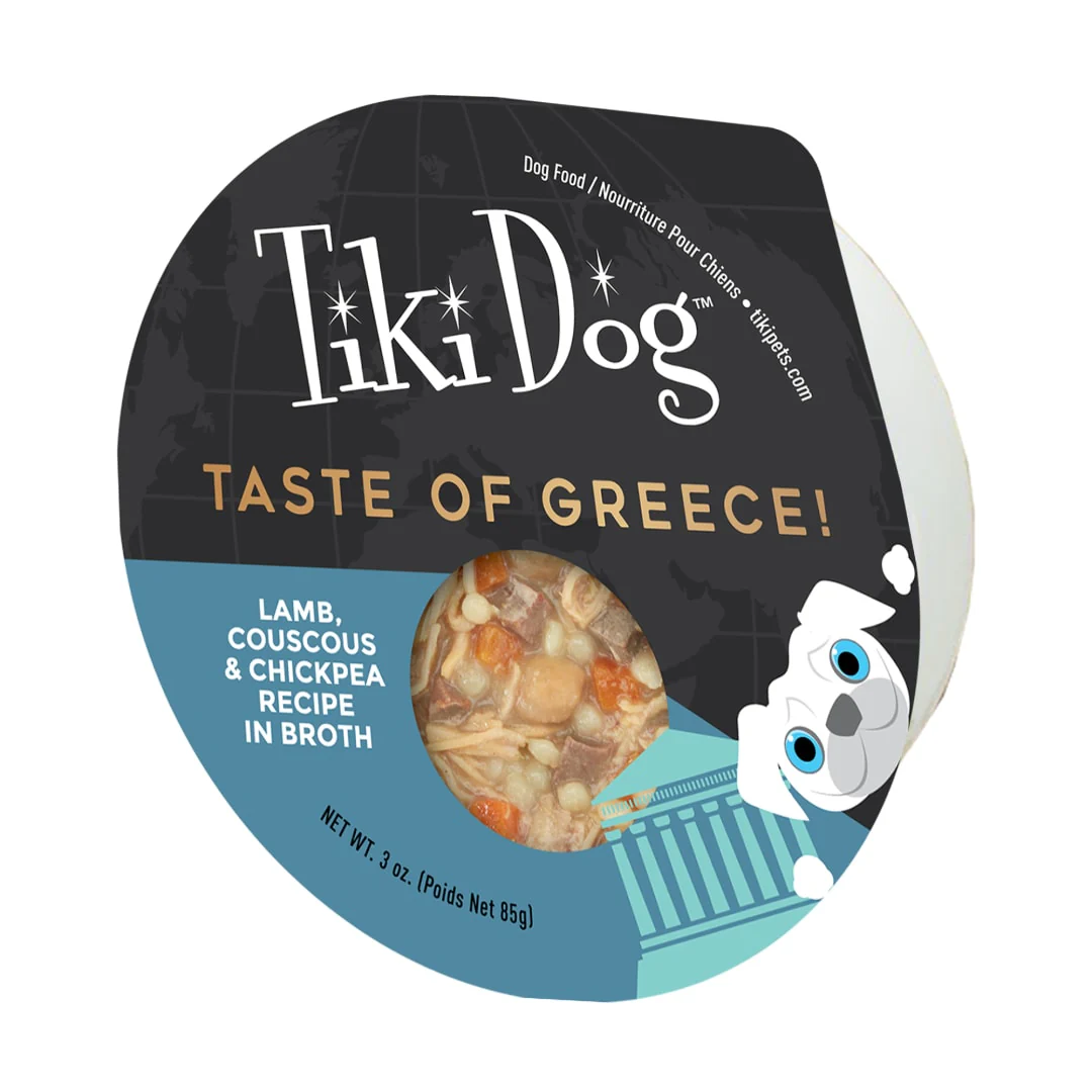 Tiki Dog Taste of the World Wet Dog Food Greece Lamb Couscous & Chickpea 3oz Cup - Image 1