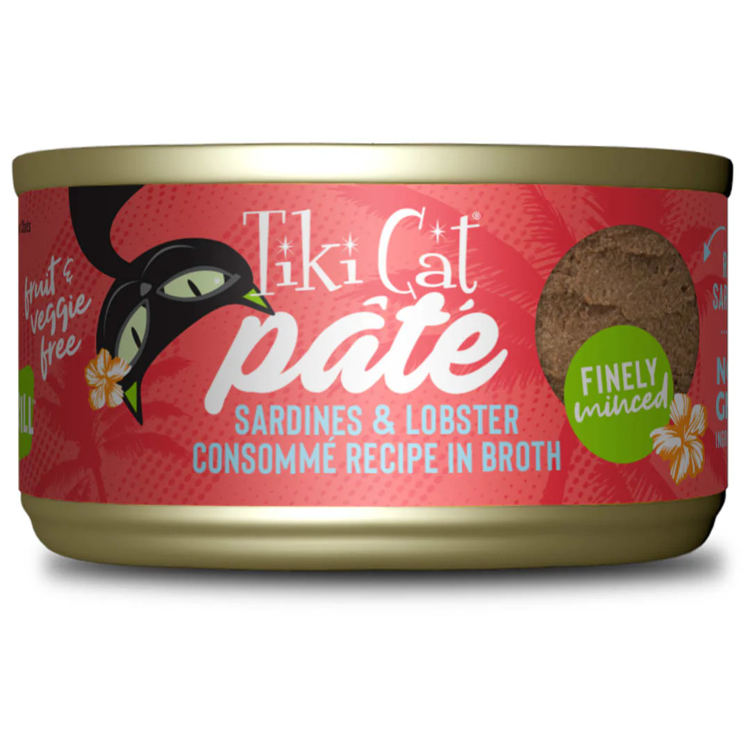 Tiki Cat Grill Pâté Wet Cat Food Sardines & Lobster Consommé 2.8oz Can - Image 1