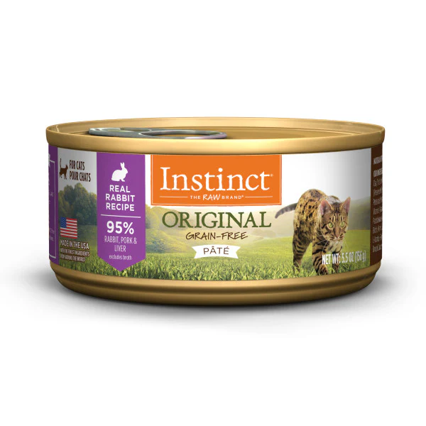 Instinct Original Grain-Free Pate Real Rabbit Recipe Canned Cat Food 5.5oz Can - Image 1