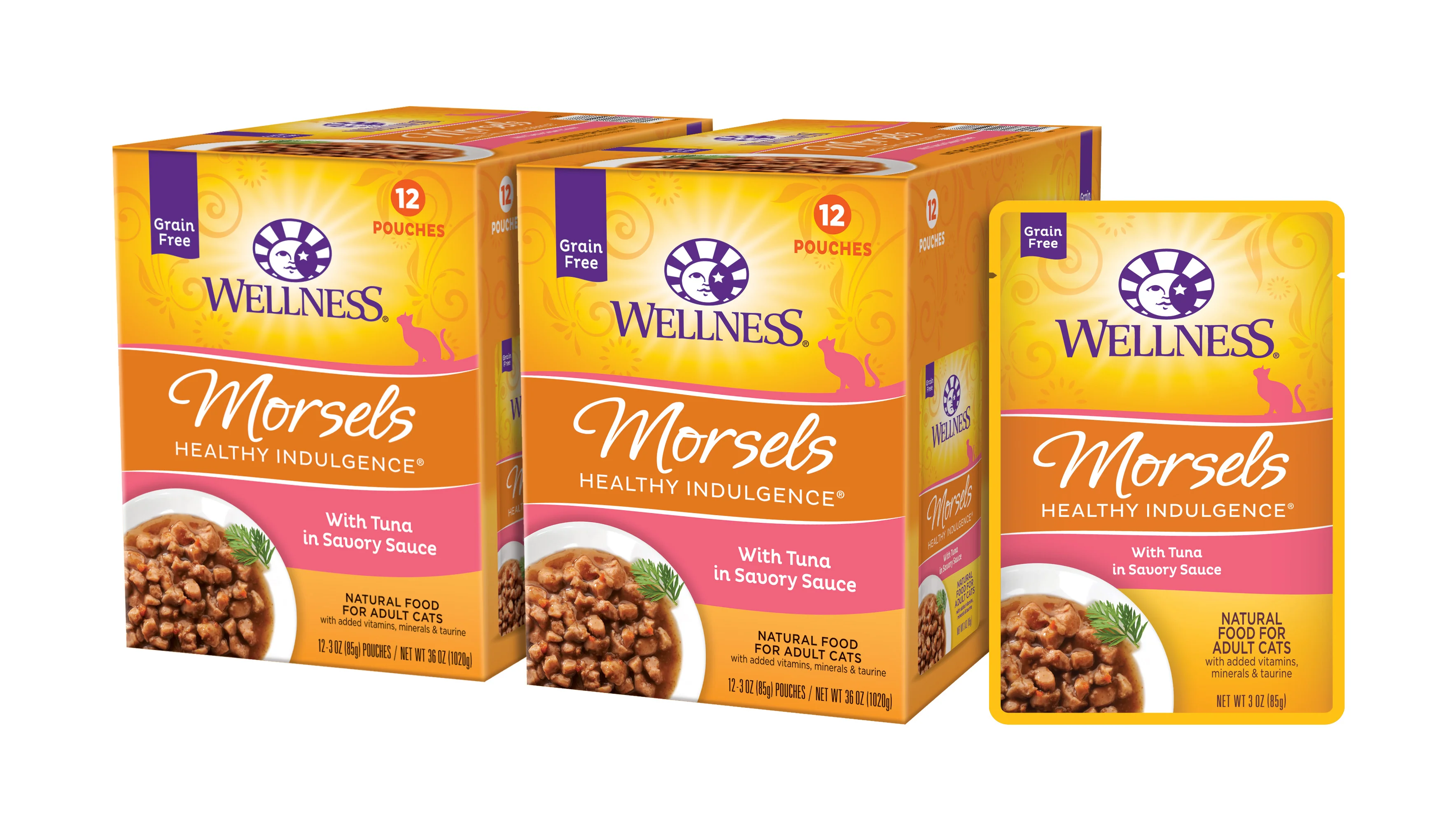 Wellness Healthy Indulgence Natural Grain Free Wet Cat Food Morsels Tuna 3oz Pouch - Image 1