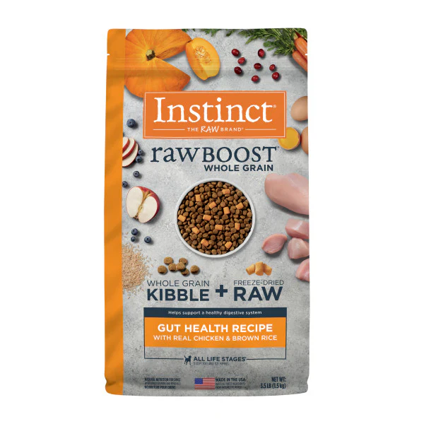 Instinct Raw Boost Whole Grain Gut Health Recipe with Real Chicken Dry Dog Food 3.5lb Bag - Image 1