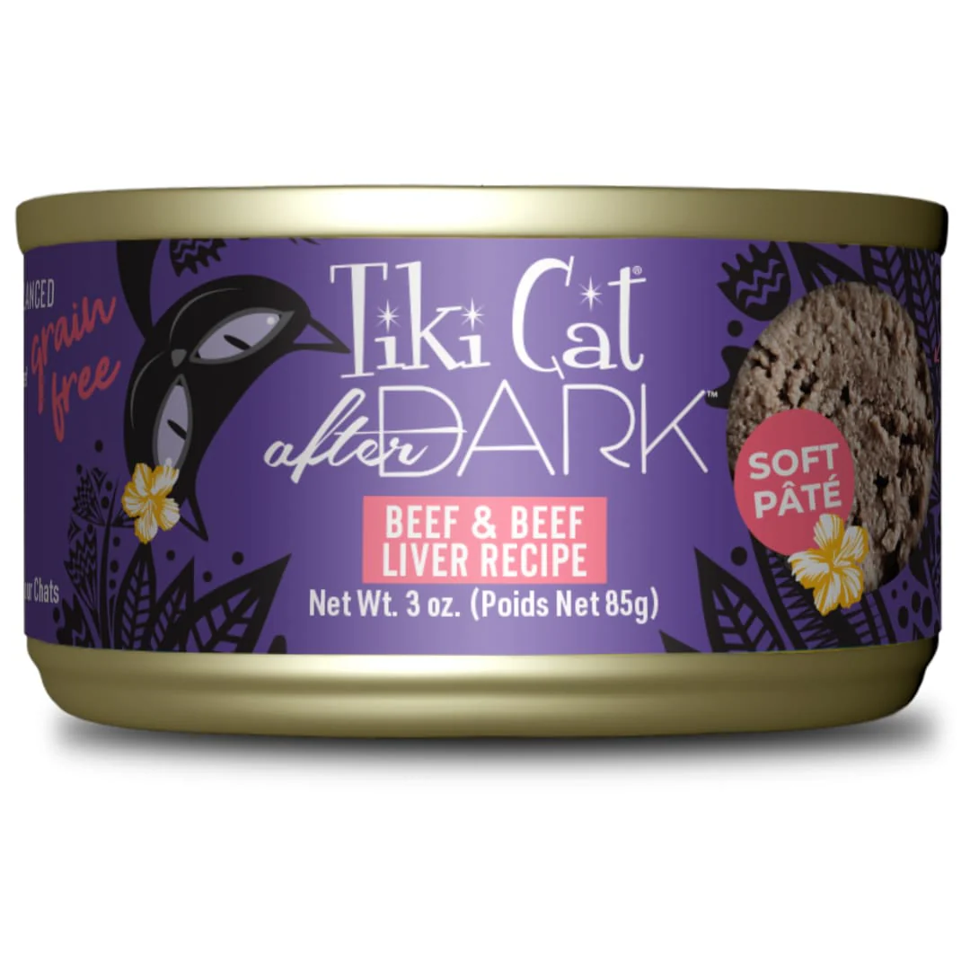 Tiki Cat After Dark Pate Wet Cat Food Beef & Beef Liver 3oz Can - Image 1