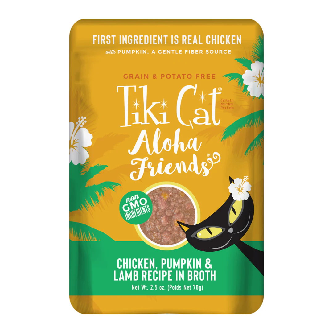 Tiki Cat Aloha Friends Wet Cat Food Chicken Pumpkin & Lamb 2.5oz Pouch - Image 1