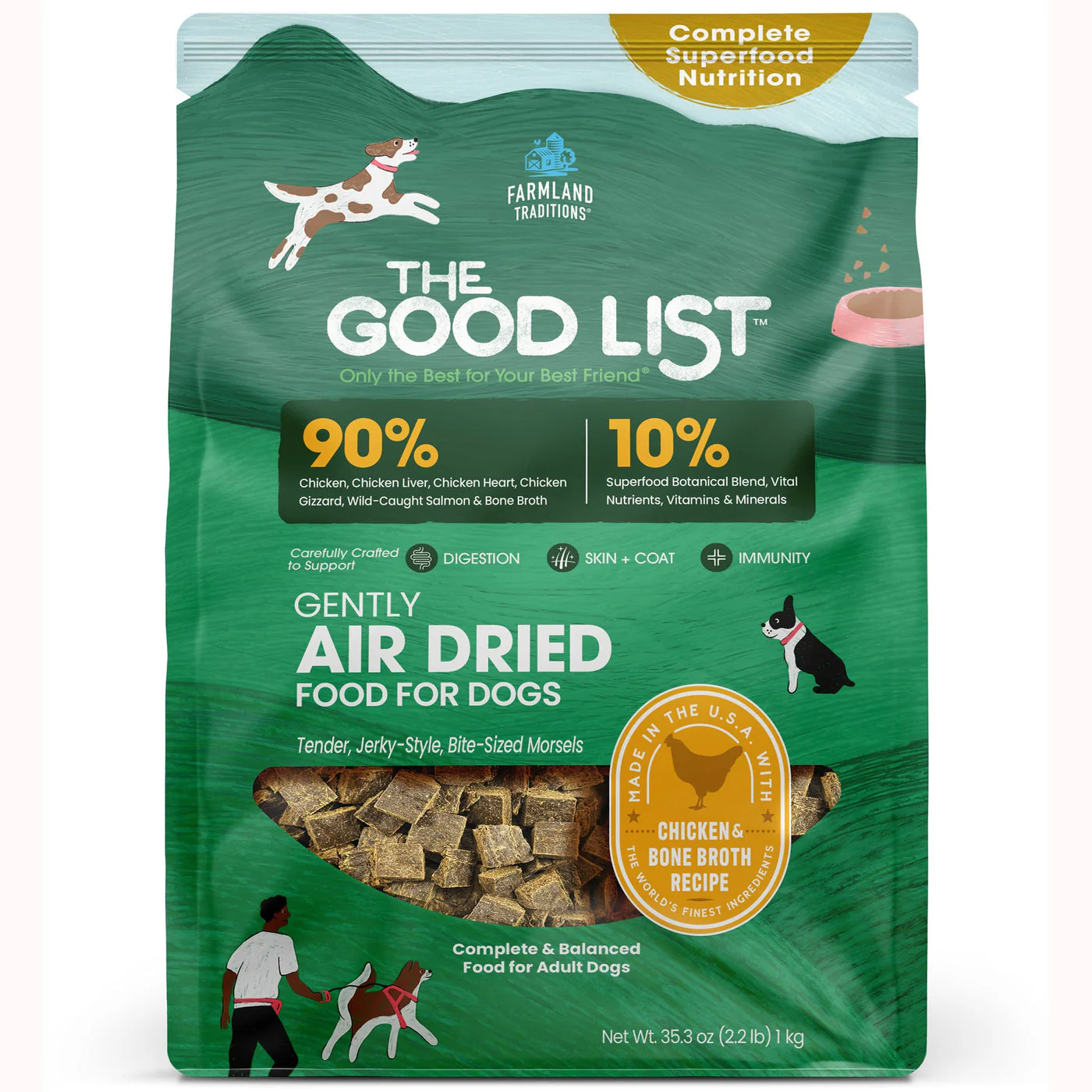 Farmland Traditions The Good List Gently Air Dried Dog Food Chicken & Bone Broth 2.2lb - Image 1