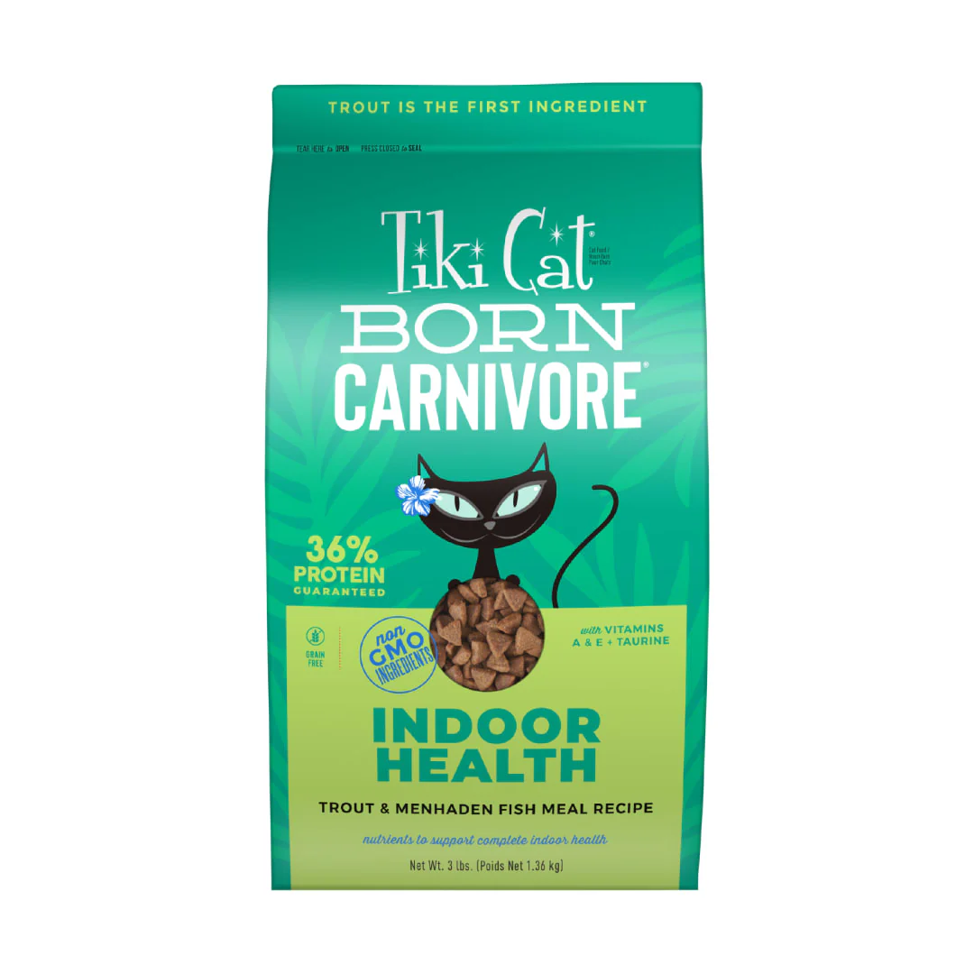 Tiki Cat Born Carnivore Indoor Health NON-GMO Trout and Menhaden Fish Meal Recipe 3lb - Image 1