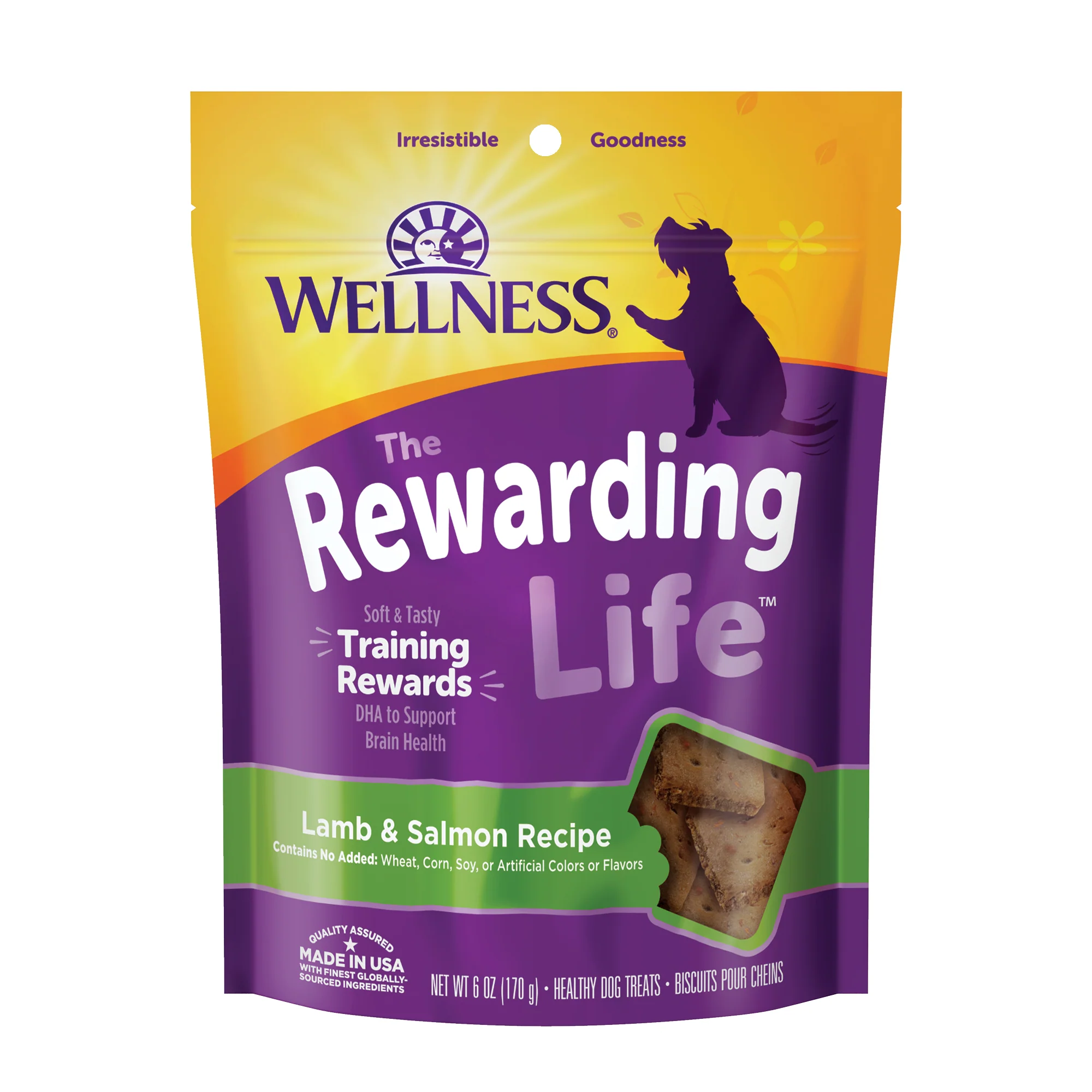 Wellness Rewarding Life Soft & Chewy Dog Treats Grain Free Lamb & Salmon 6oz Bag - Image 1