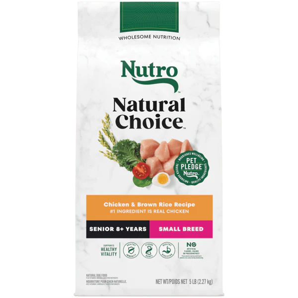 Nutro Natural Choice Dry Dog Food Small Breed Senior Chicken & Brown Rice Recipe 5lb bag - Image 1