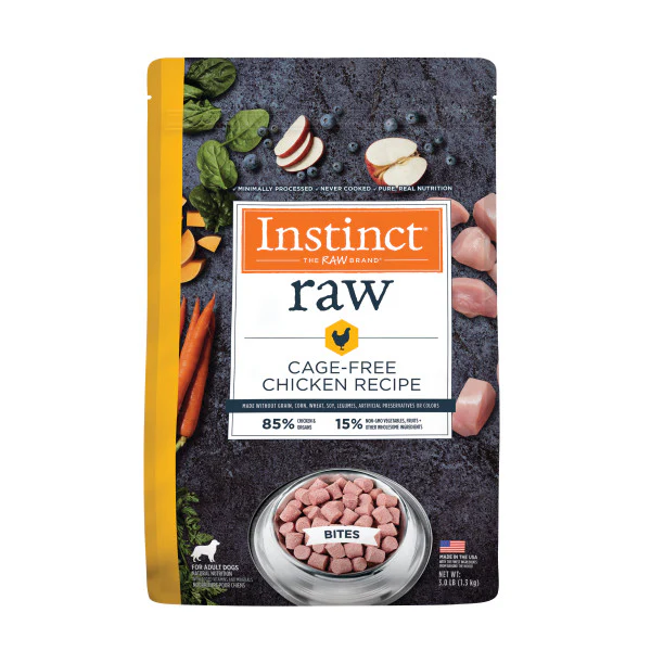 Instinct Frozen Raw Bites Grain-Free Cage-Free Chicken Recipe Dog Food 3lb Bag - Image 1