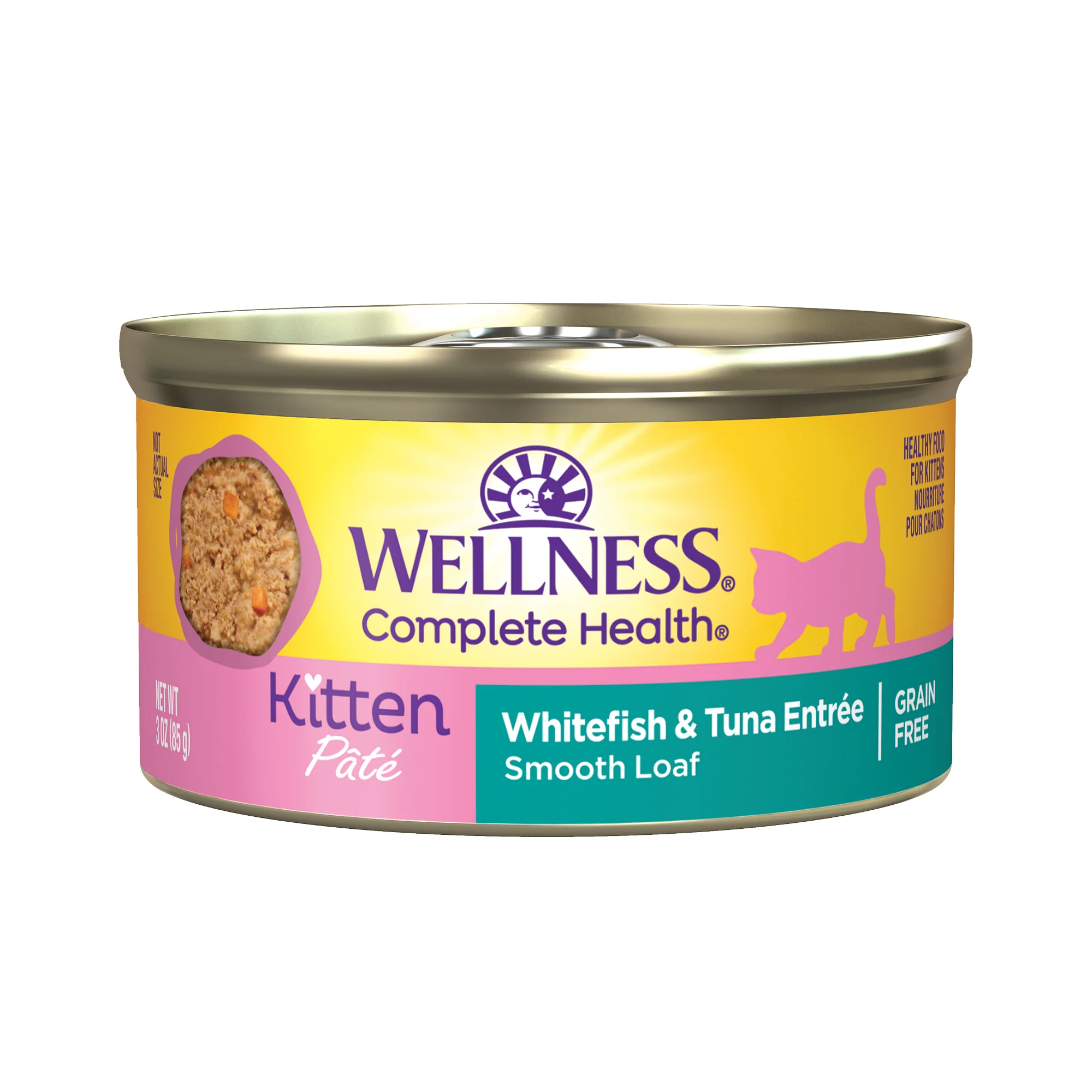 Wellness Complete Health Kitten Canned Wet Cat Food Whitefish & Tuna Entrée 3 oz Can Pack of 24 - Image 1