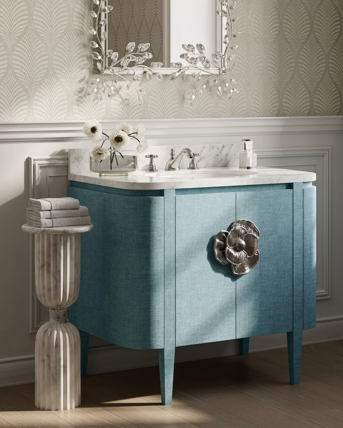 Passementerie White Marble Drinks Table - Image 2