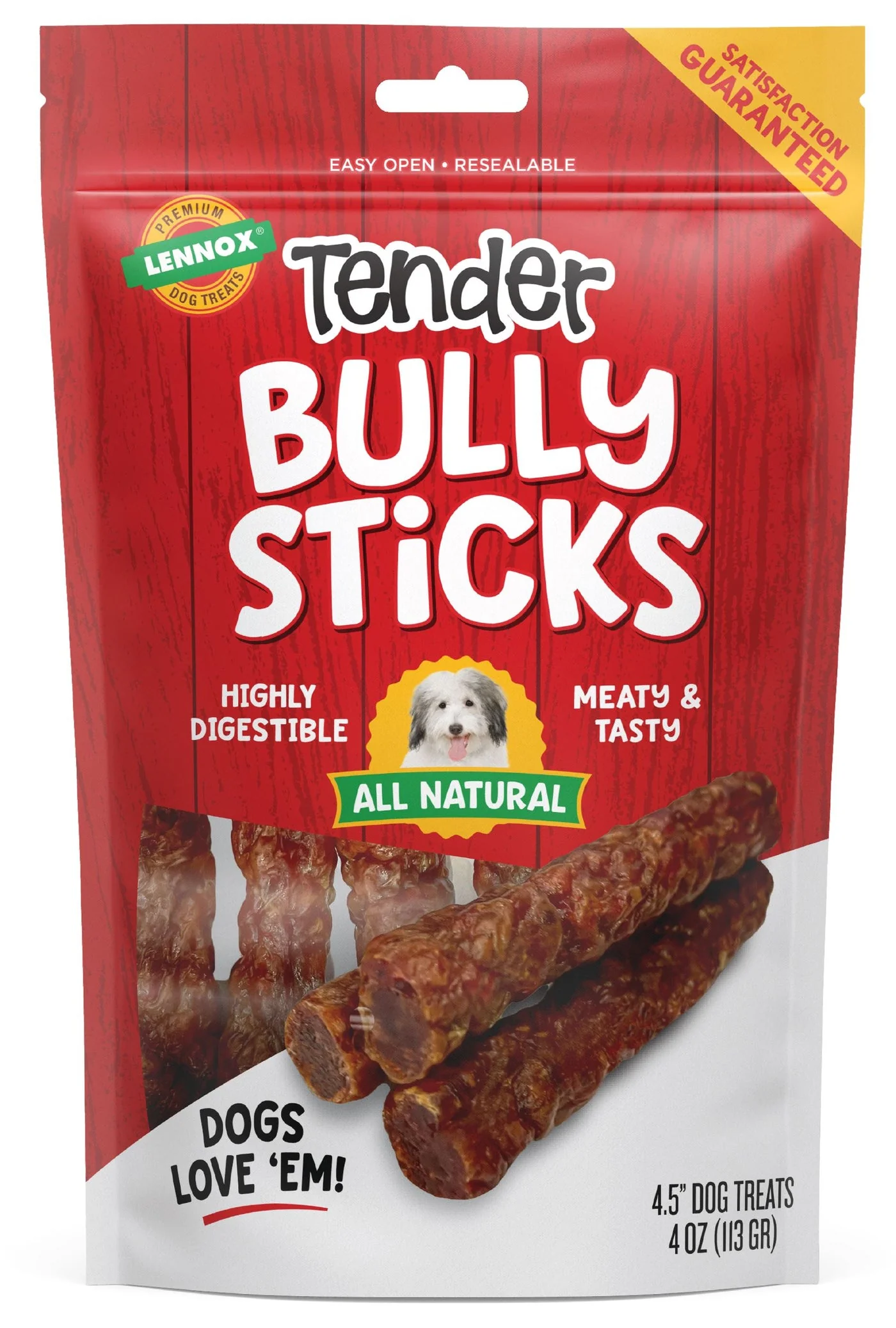 Lennox Tender Bully Sticks Dog Treat - 4-5 in - 4 Oz - Image 1